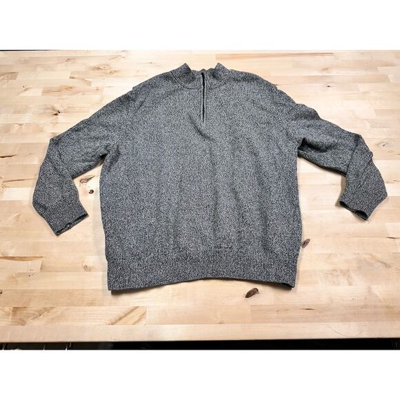 Oak Hill Gray Quarter Zip Cotton Knit Sweatshirt Men's Size 2XL Preppy Golf Core - Picture 1 of 7